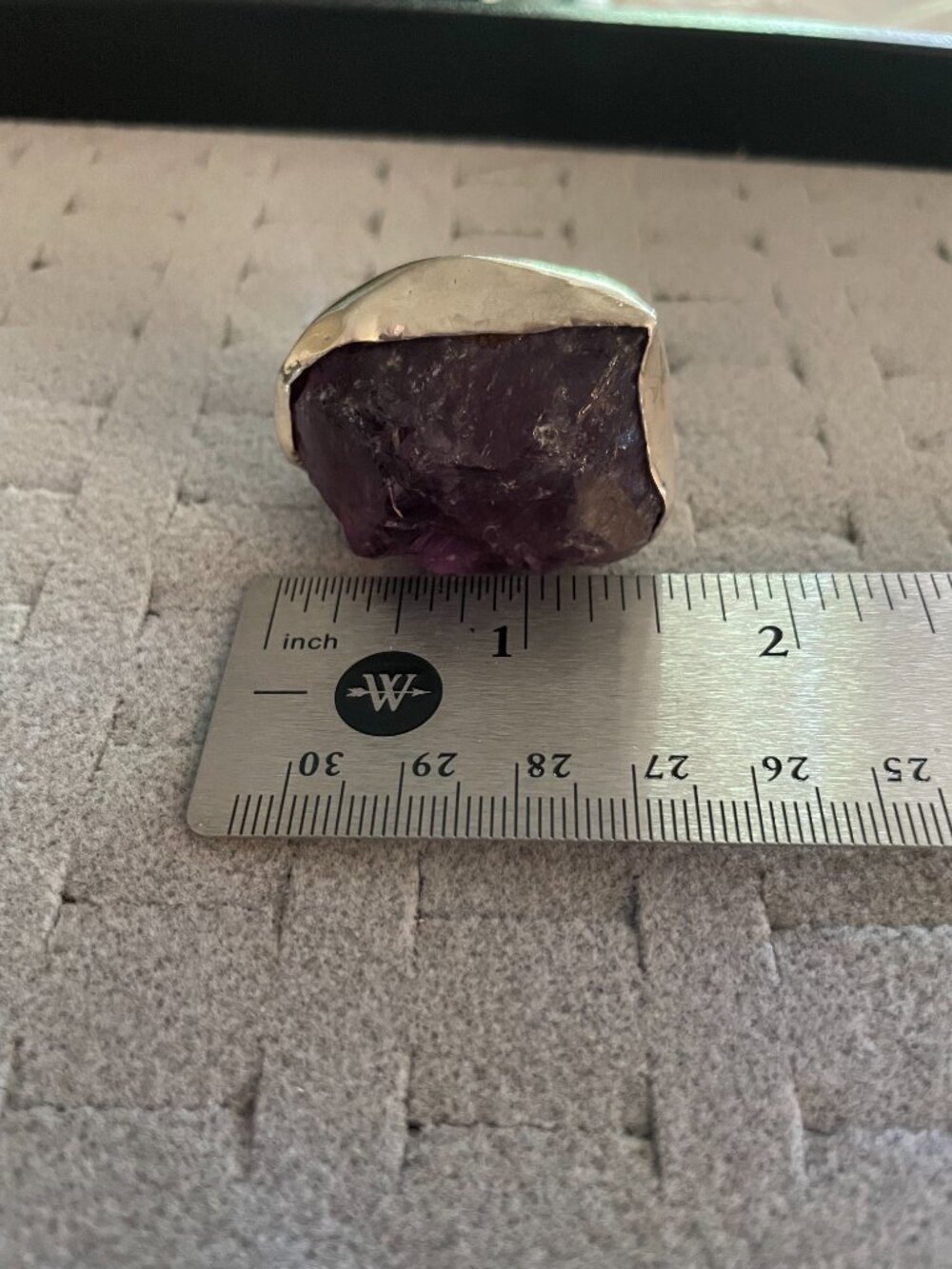 Vintage Silver Statement Ring Amethyst Size 8 Handmade Artisan Signed CAROL $350 - Picture 15 of 16